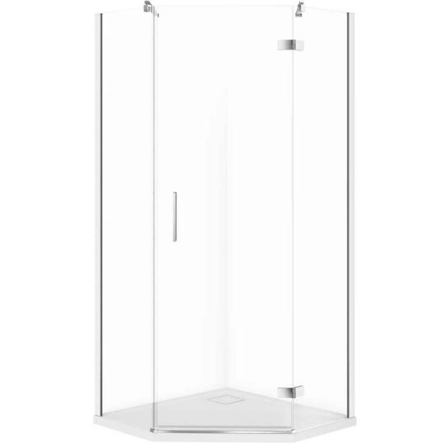 CERSANIT Kabina prysznicowa pięciokątna JOTA prawa chrom 90x90 z brod