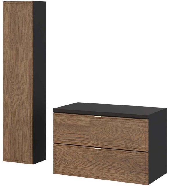 COMAD Zestaw mebli TALIA CASELLA szafka z blatem BLACK 80 cm, słupek