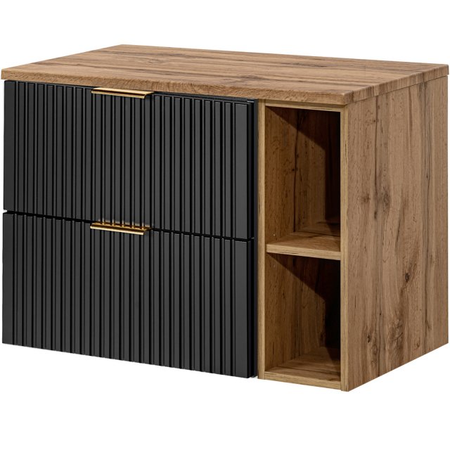 COMAD Zestaw mebli ADEL BLACK / XILO OAK 2 szafki z blatem WOTAN 80 c