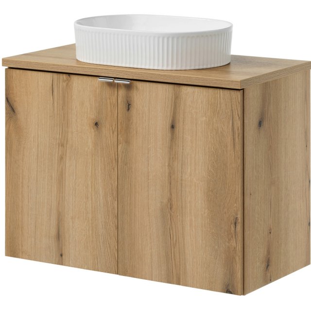 COMAD Zestaw mebli NOVA OAK szafka z drzwiami z blatem 80 cm, umywalk