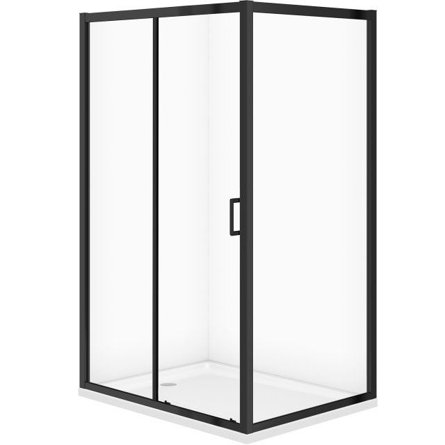 CERSANIT Zestaw kabina ARTECO prostokątna 120x90x190 czarna z brodzik