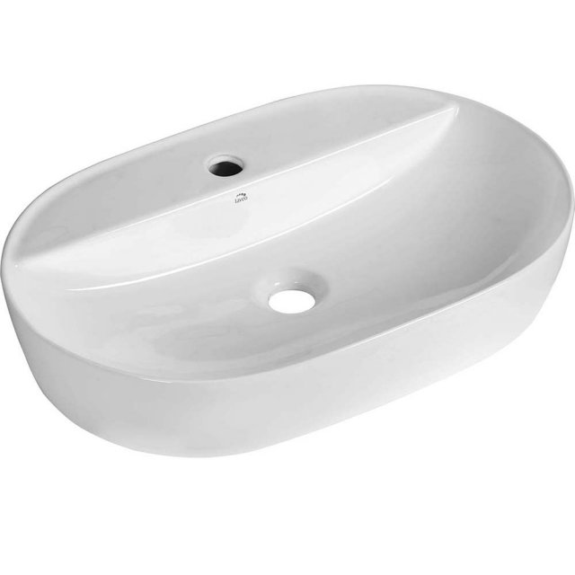 LAVEO Umywalka nablatowa LOMAMI 61x40 cm ceramiczna z miejscem na bat