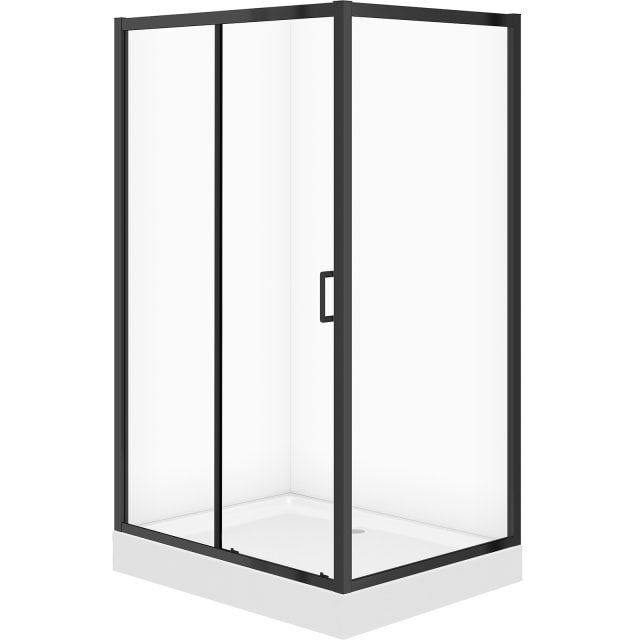 CERSANIT Zestaw kabina ARTECO prostokątna 120x90x190 czarna z brodzik