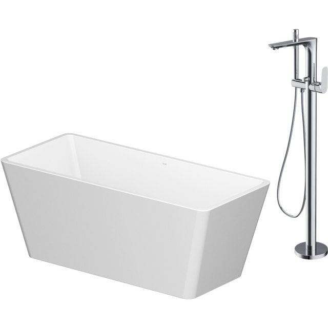 CERSANIT Zestaw wanna wolnostojąca CREA prostokątna 162x72 z baterią