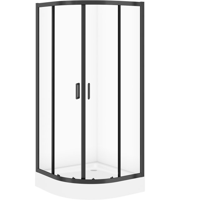 CERSANIT Zestaw kabina ARTECO półokrągła 80x190 czarna z brodzikiem T