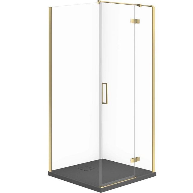 CERSANIT Zestaw kabina prysznicowa JOTA prawa 90x90 złota, brodzik TA