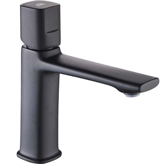 LAVEO Bateria umywalkowa stojąca TORES z korkiem klik-klak czarna BVT