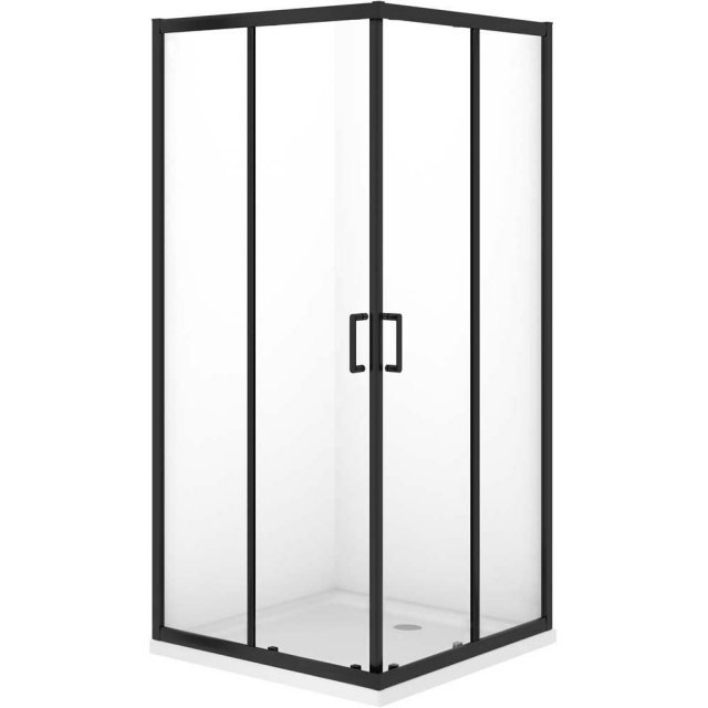 CERSANIT Zestaw kabina prysznicowa VERSO profil czarny z brodzikiem T