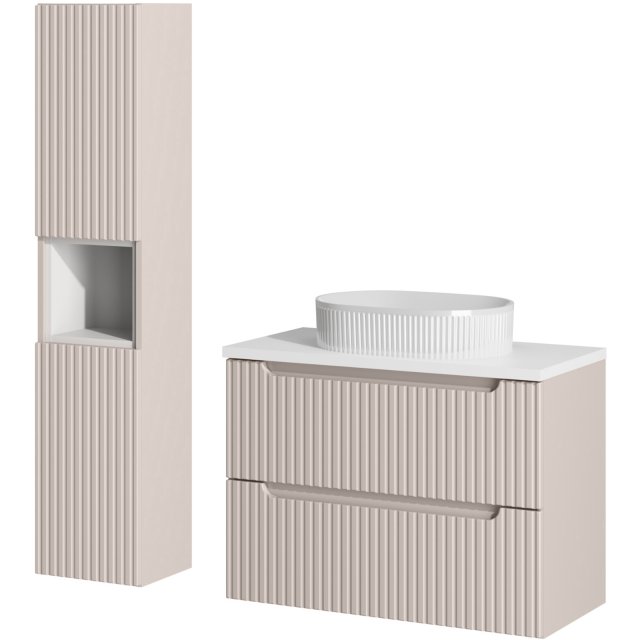 COMAD Zestaw mebli NOVA CASHMERE szafka z blatem WHITE 80 cm, umywalk