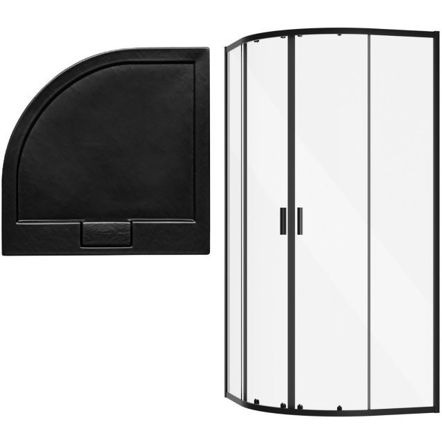 BESCO Kabina prysznicowa półokrągła ZARYA 90 z brodzikiem AXIM STONE