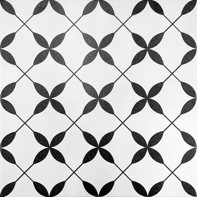 Gres szkliwiony PATCHWORK CLOVER black pattern satin 29,8x29,8 gat. I