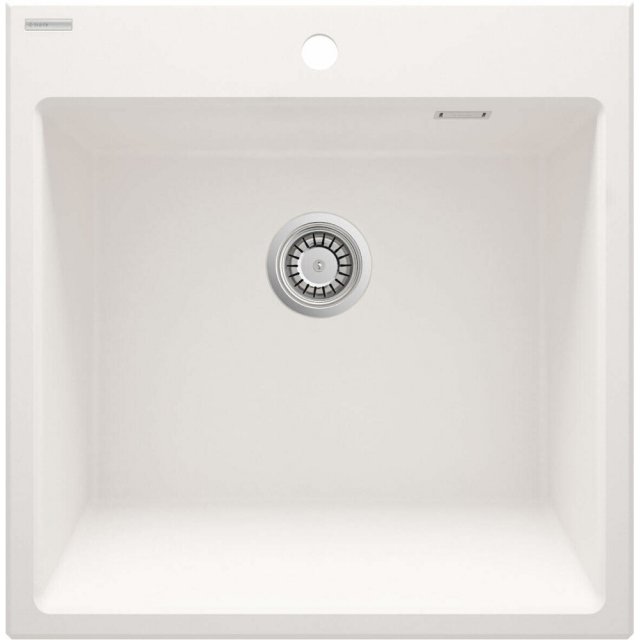 DEANTE Zlewozmywak granitowy ERIDAN 1-komorowy z fartuchem alabaster