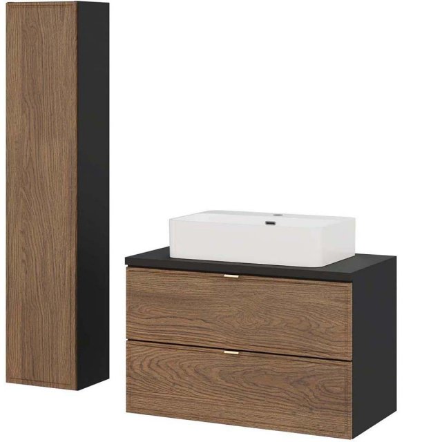 COMAD Zestaw mebli TALIA CASELLA szafka z blatem BLACK 80 cm, umywalk