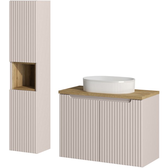 COMAD Zestaw mebli NOVA CASHMERE szafka z blatem OAK 80 cm, umywalka