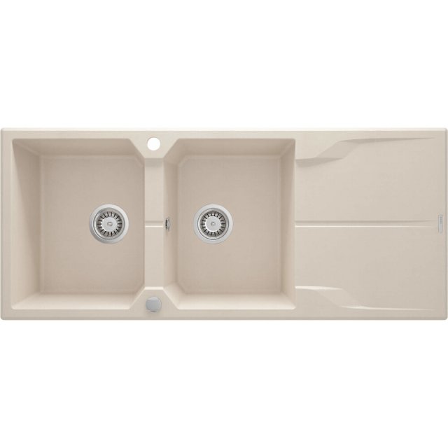 DEANTE Zlewozmywak granitowy ANDANTE 2-komorowy z ociekaczem beż ZQN_