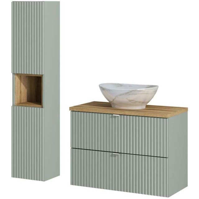 COMAD Zestaw mebli LINE REED GREEN szafka z blatem WOTAN 80 cm, umywa