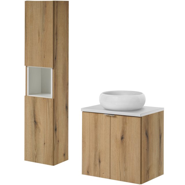 COMAD Zestaw mebli NOVA OAK szafka z drzwiami z blatem WHITE 60 cm, u