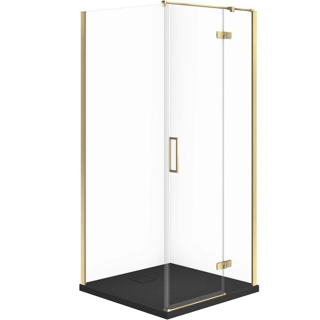 CERSANIT Zestaw kabina prysznicowa JOTA prawa 80x80 złota, brodzik TA