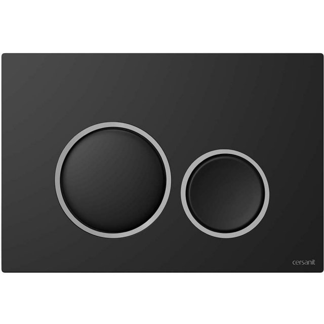 CERSANIT Przycisk spłukujący do WC LUNA czarny mat, ring chrom mat K9