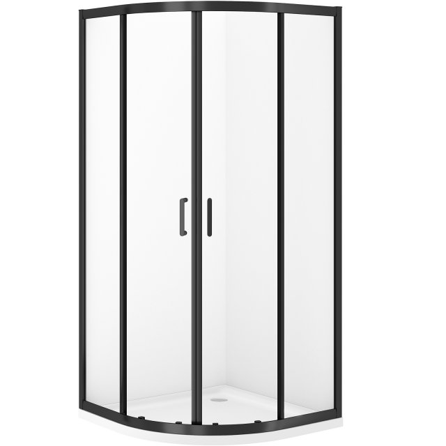 CERSANIT Kabina prysznicowa VERSO półokrągła 80x190 cm czarna z brodz