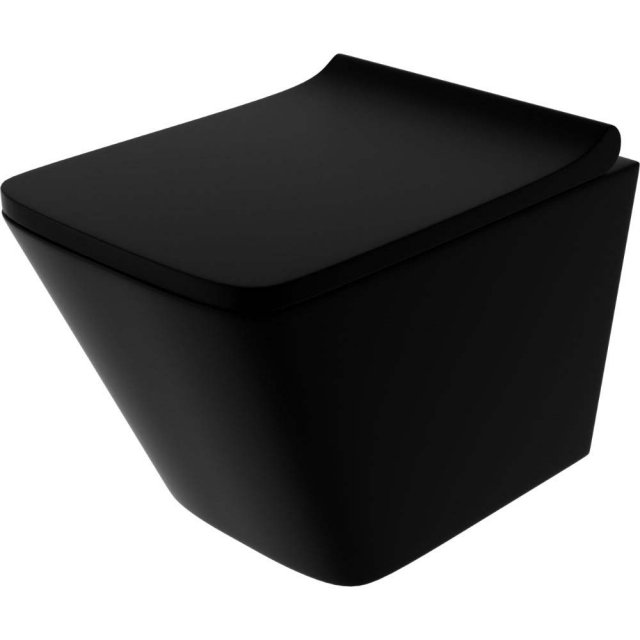 LAVITA Miska WC podwieszana CARLA BLACK bezkołnierzowa z deską duropl