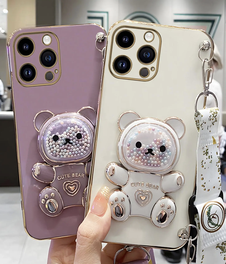 Etui na iPhone z Ozdobnym Misiem 3D - Koralikowa Magia 011