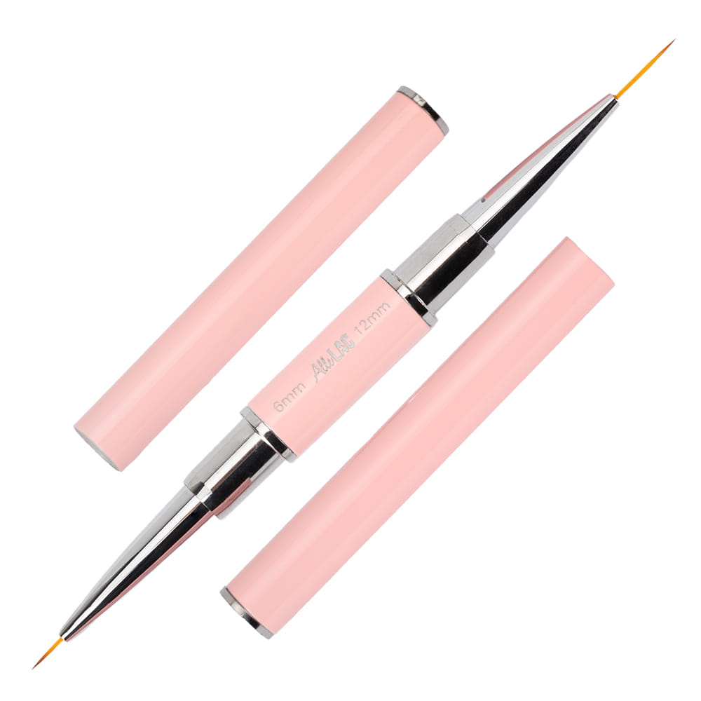 Pędzelek dwustronny do zdobień 6mm i 12mm AlleLac różowy