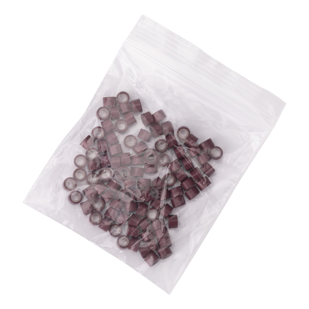 Mikroringi z silikonem do przedłużania włosów 4,5 mm kolor Nr 4 woreczek 100 szt