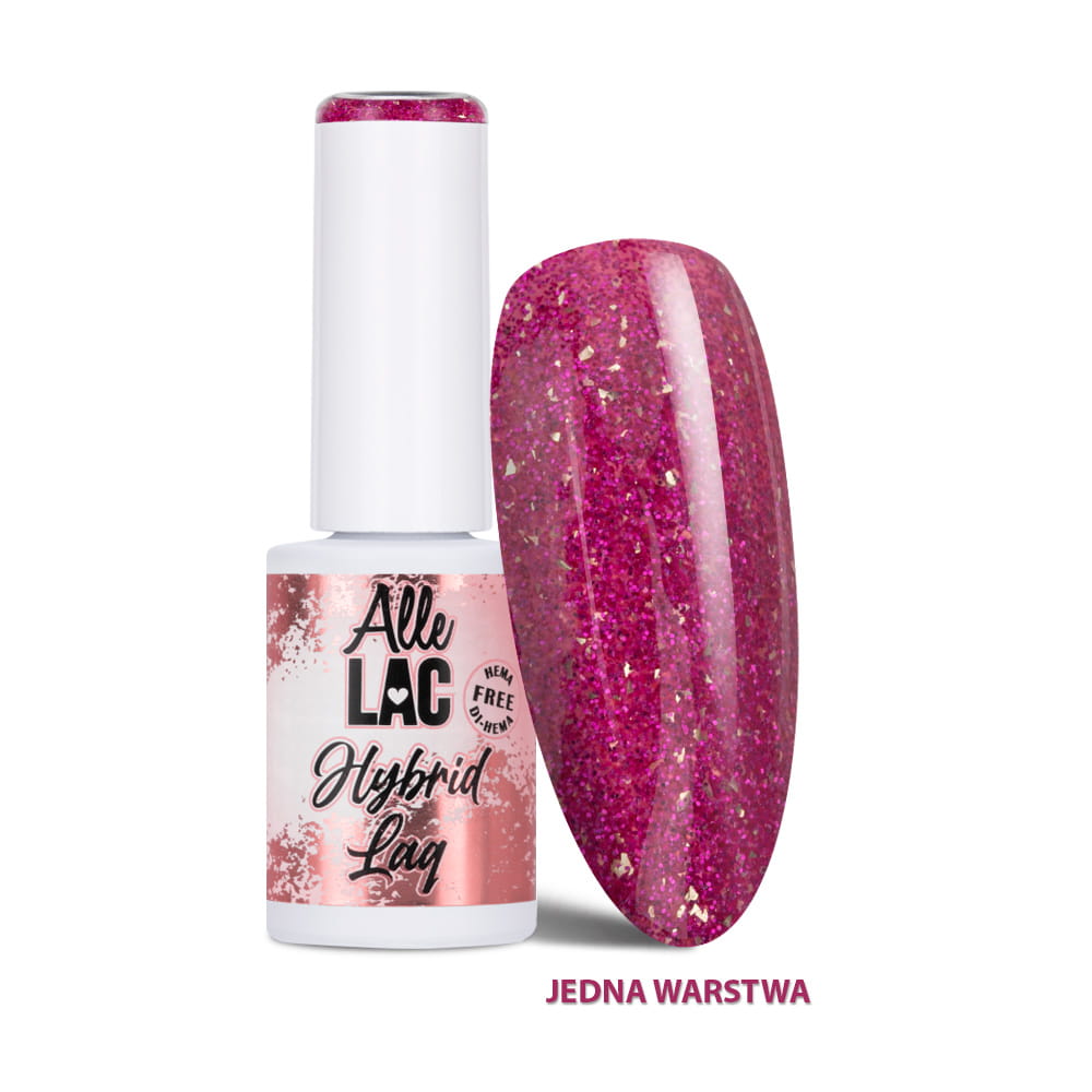 Lakier hybrydowy LED/UV Gel Polish Pinks Fuchsia Glitter AlleLac HEMA/Di-HEMA Free 6g