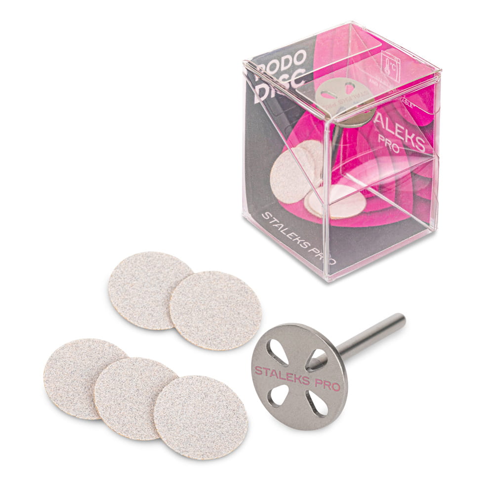 Dysk tarcza do pedicure Pododisk zestaw trzpień dysk + nakładki tarcze wymienne PDset-15 Staleks Pro S 15mm