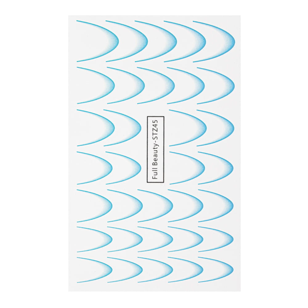 Gradientowe naklejki wodne na paznokcie/ French/ Ombre/Francuska linia uśmiechu 33szt niebieskie STZ45