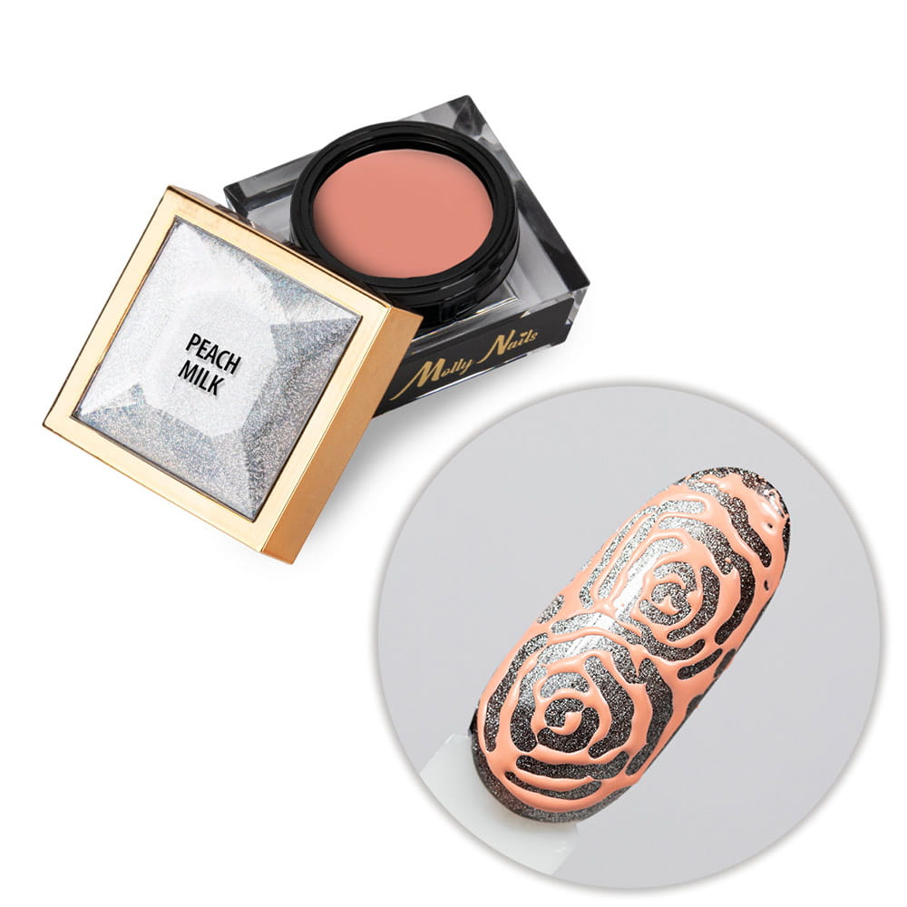 Creative Flow Color Gel - kreatywny NailArt żel do efektu topniejących, miękkich wzorów Molly Nails Peach Milk HEMA/Di-HEMA free 5 g