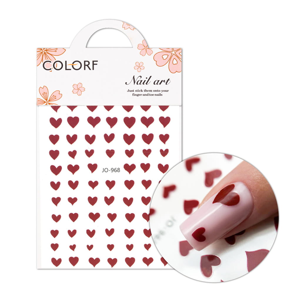 Naklejki do paznokci cienkie samoprzylepne Joyful Nail serduszka JO-968