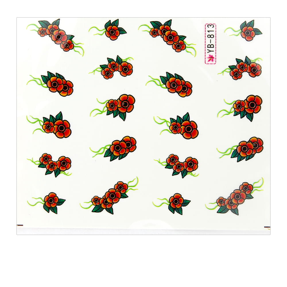 Naklejki wodne do paznokci kwiaty YB-813