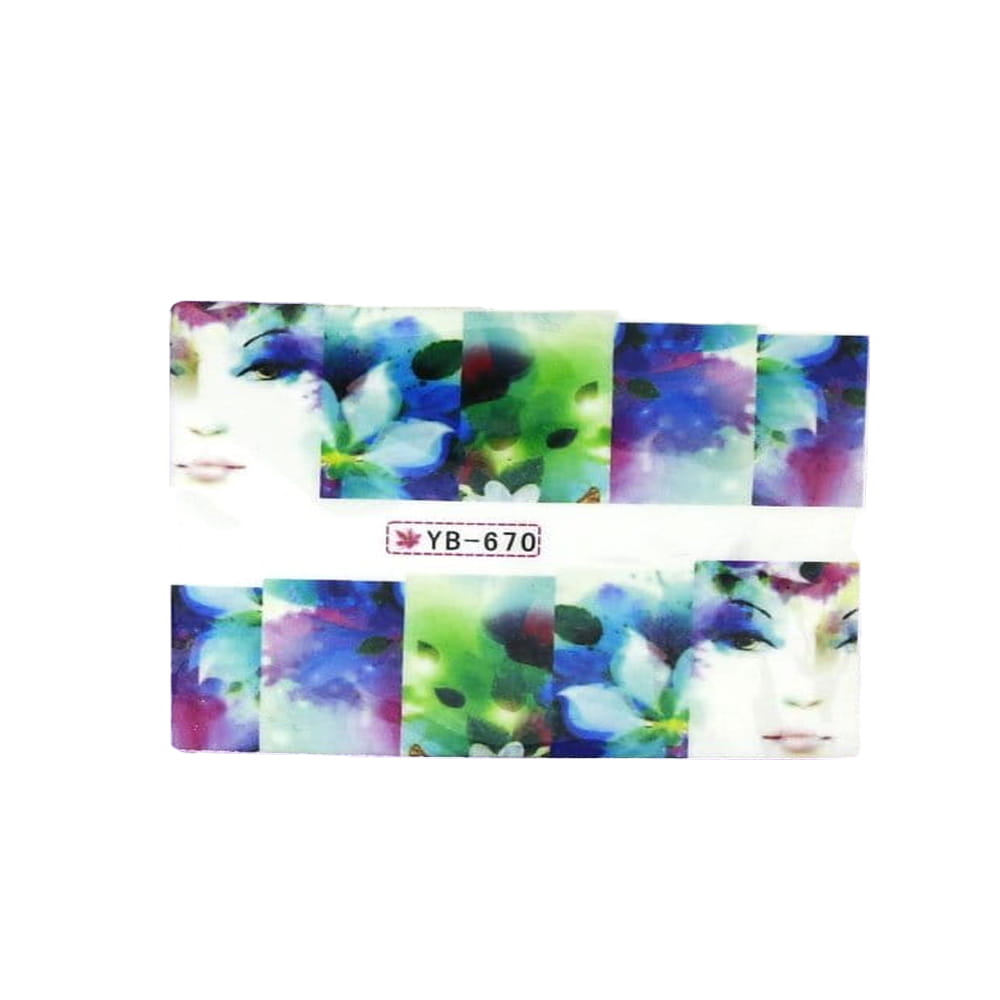 Naklejki wodne do paznokci arkusz 6,5 x 5,5 cm na 10 palców yb Nr 670