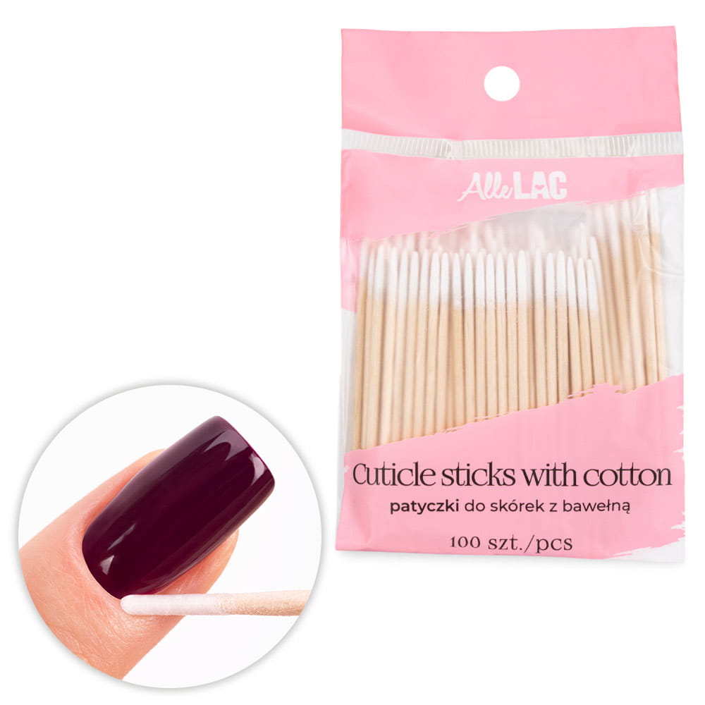 Patyczki kosmetyczne AlleLac drewniane z bawełnianą końcówką 7 cm 100szt