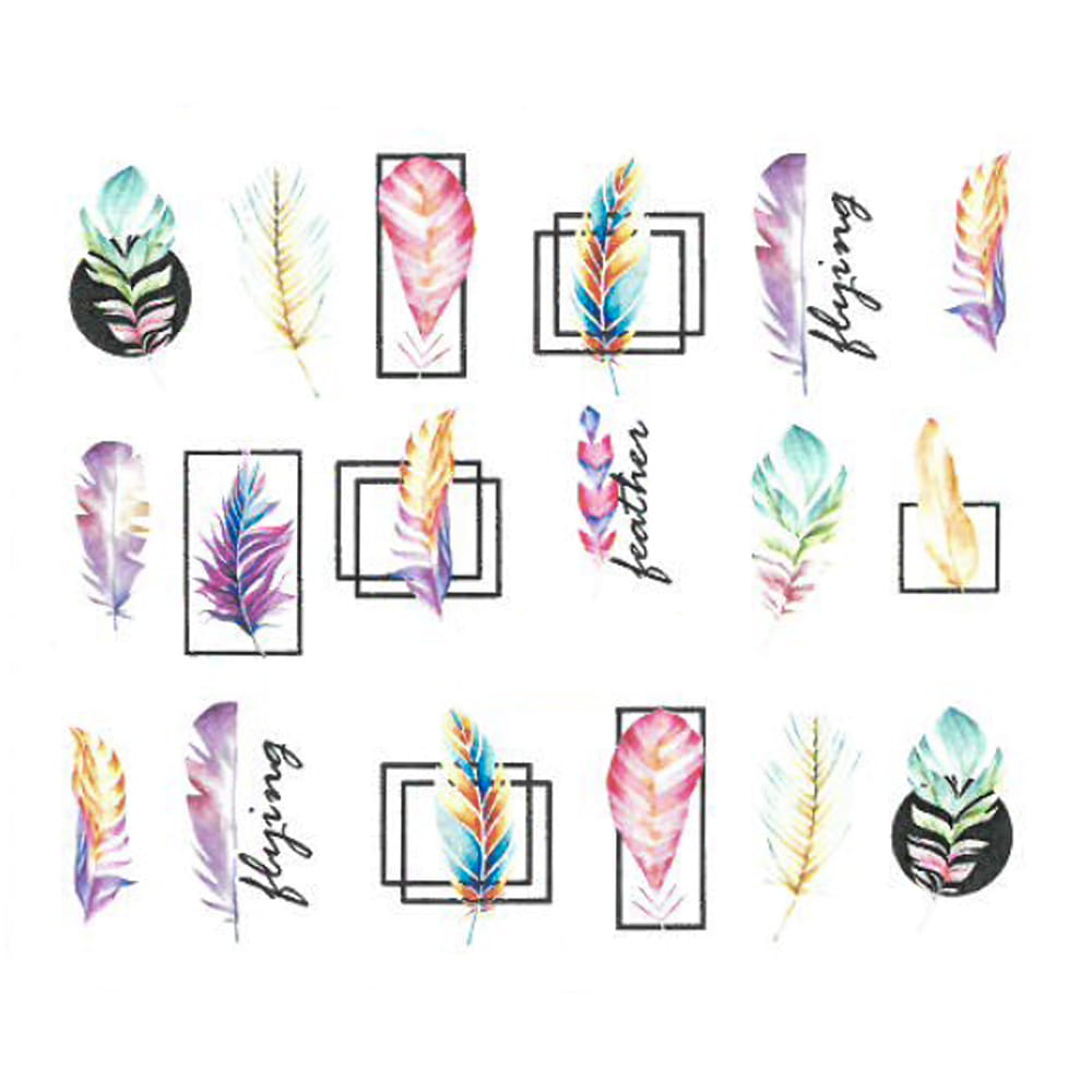 Naklejki wodne do paznokci pióra BN-2569