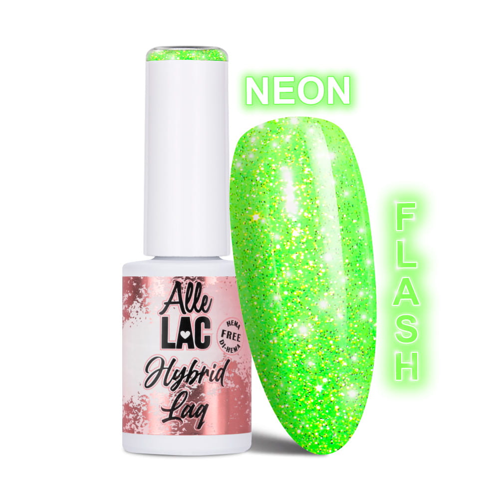 Lakier hybrydowy LED/UV Gel Polish Greens Flash Glitter Green AlleLac HEMA/Di-HEMA Free 6g