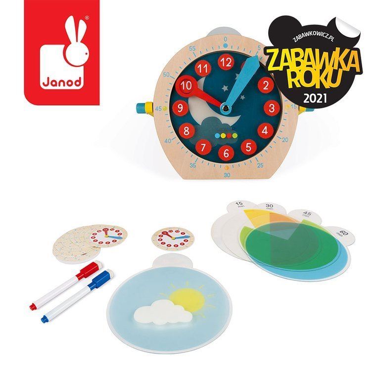 Janod Drewniany zegar do nauki o czasie Essentiel - 05076