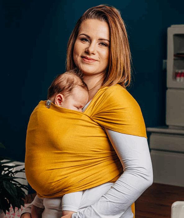 LennyLamb Chusta elastyczna do noszenia dziecka 0-12 mies.-Bursztyn