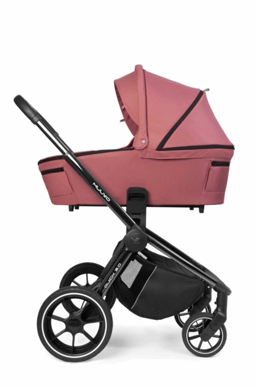 Muuvo, Quick 3.0 Black Chrome - wózek spacerowy z gondolą Standard i wyposażeniem-Pure Pink