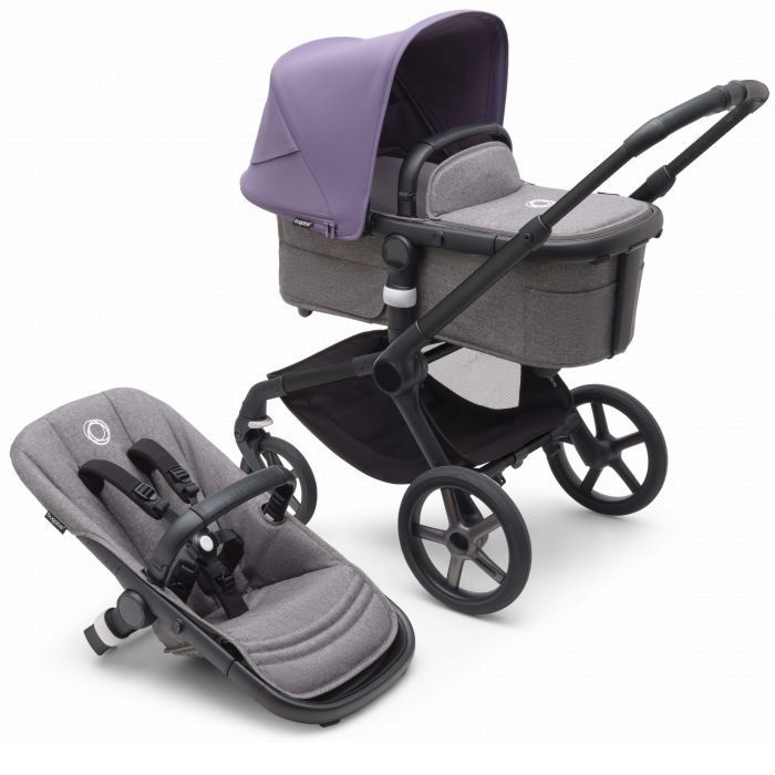 Bugaboo Fox 5 - wózek głęboko-spacerowy-Black-Astro Purple-Grey Melange
