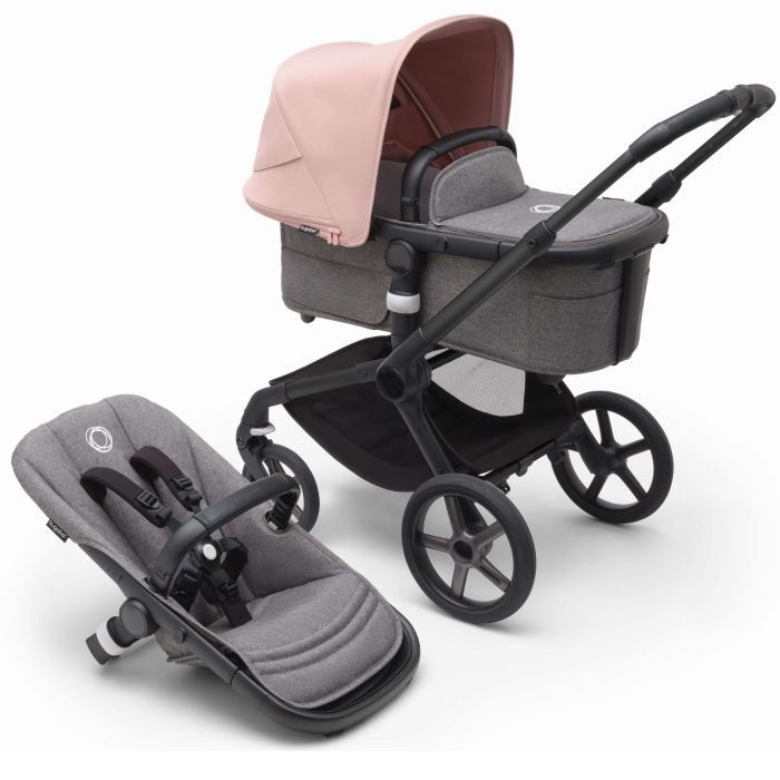 Bugaboo Fox 5 - wózek głęboko-spacerowy-Black-Morning Pink-Grey Melange