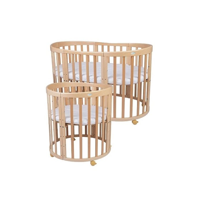 Waldin Owalne łóżeczko z materacem 7w1-Natural