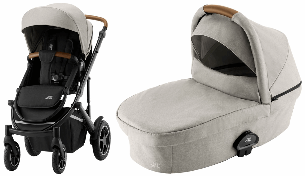 Britax Romer, Smile 3 Komfort 3w1 - wózek głęboko - spacerowy z fotelikiem od urodzenia do około 15 miesiąca życia-Pure Beige, Black-Frost Grey