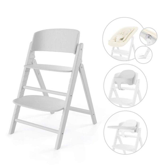 Cybex Click & Fold 4w1 - krzesełko z bujaczkiem, zestawem Baby Set i tacką-All White
