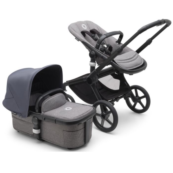 Bugaboo Fox 5 - wózek głęboko-spacerowy-Black-Stormy Blue-Grey Melange