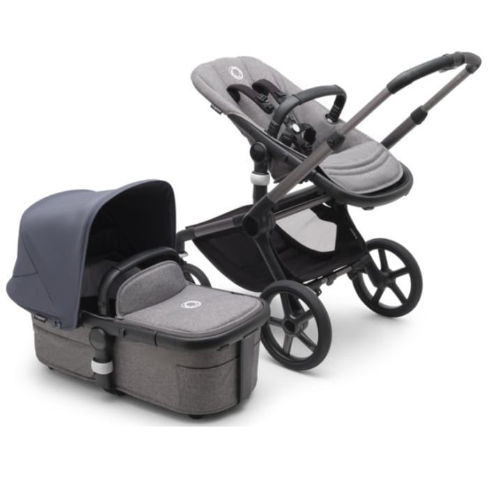 Bugaboo Fox 5 - wózek głęboko-spacerowy-Graphite-Stormy Blue-Grey Melange