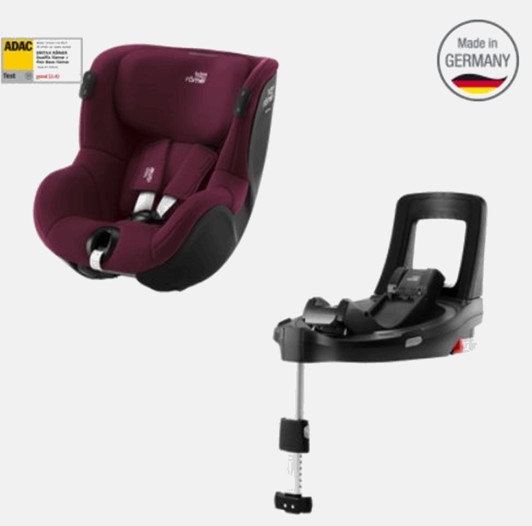 Britax Romer, Dualfix iSense - fotelik samochodowy z bazą Flex Base iSense dla dzieci od 61 do 105 cm wzrostu, do 18 kg-Burgundy Red