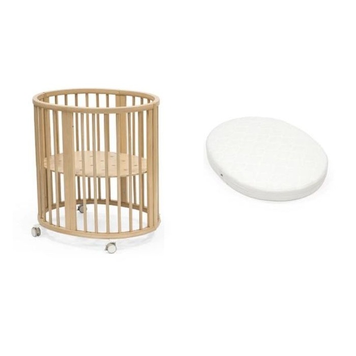 Stokke Sleepi Mini Bed + Mattress + Fitted Sheet - łóżeczko mini z materacem i prześcieradłem-Natural-Lavender